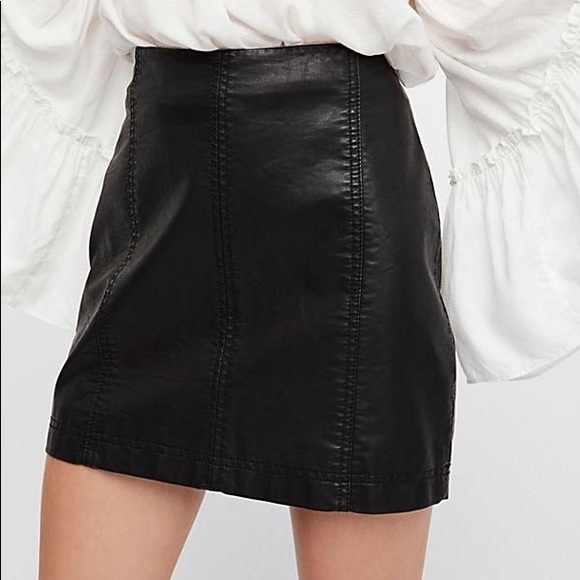 Free People Dresses & Skirts - FREE PEOPLE Black Leather Mini Skirt